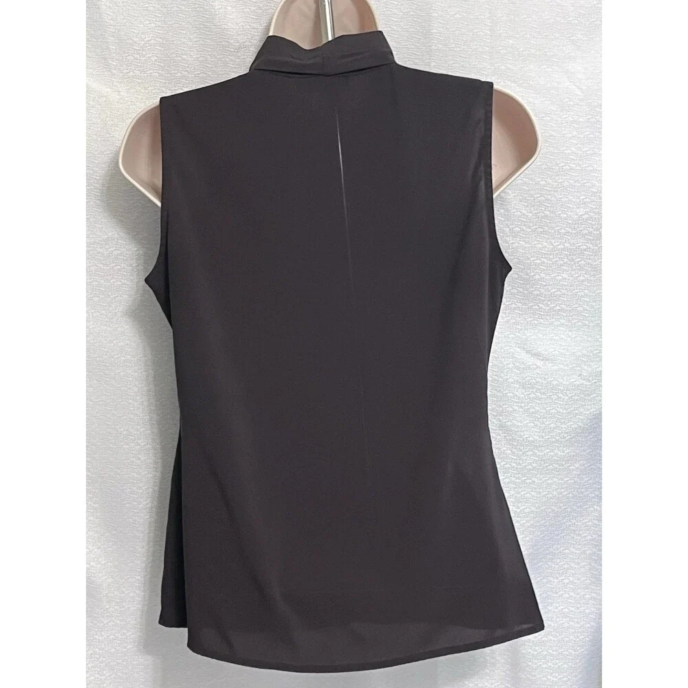 Calvin Klein Sleeveless V Neck Sleeveless Blouse Womens P Brown Office Siren - Picture 3 of 6
